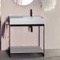 Console Sink Vanity With Ceramic Sink and Grey Oak Shelf